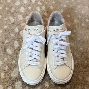 Valentino Cream Lace-Up Sneakers